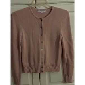 Peter England Nantucket Pink Button Front Cardigan Sweater Small Crew Neck